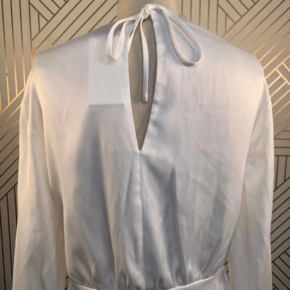 3.1 Phillip Lim Blouse Long Sleeve Empire Waist Satin‎ White Size 4 *Stained - Picture 7 of 12